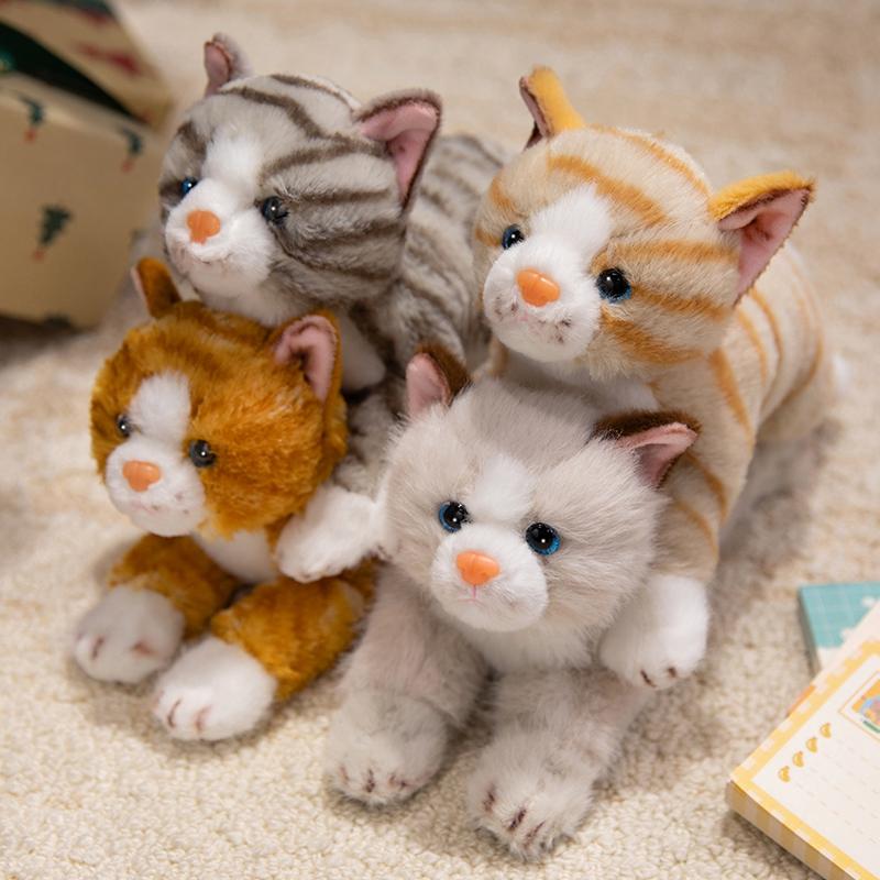 28CM Cute Simulated Cat Doll Plush Toy Stuffed Soft Animal Plush Orange Gray Stripe Kitten Pillow Birthday Gift Pet Toys Decor