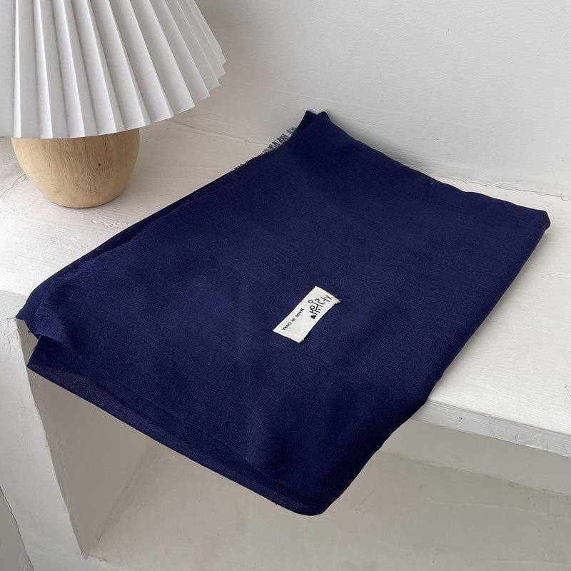 Literary Cotton and Linen Solid Color Scarf Women's Shawl Summer Desert Sunscreen Sunshade Travel Long Silk Fashion Trend