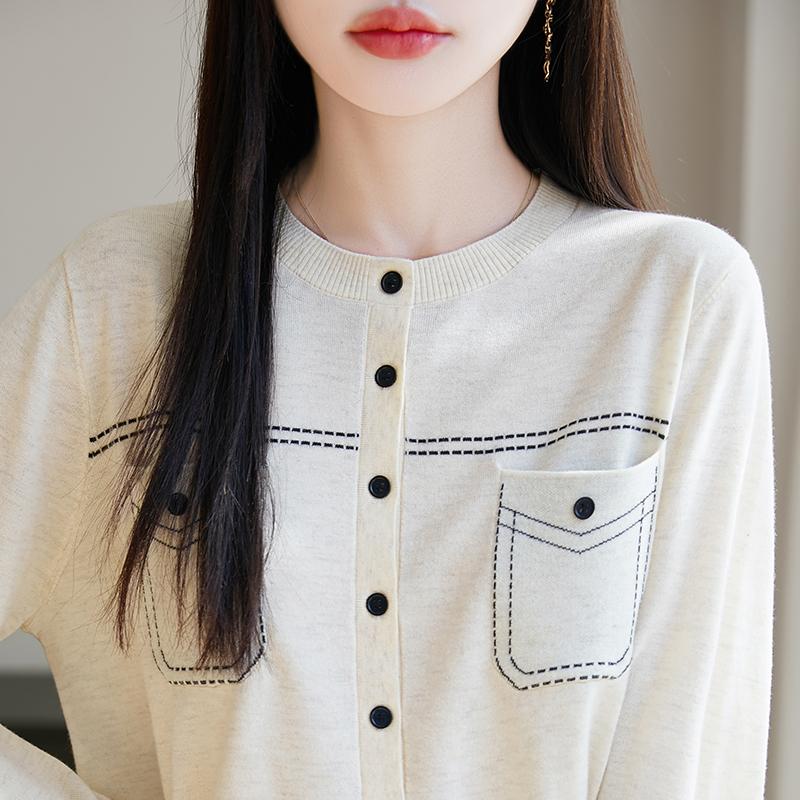 Women's Lightweight 50% Wool 50% Mulberry Silk Cardigan - 4-Season Versatile Knitwear for All-Year Comfort & Style