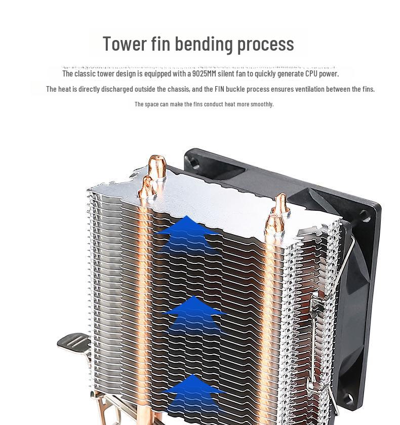 Frost Dual Heat Pipe Silent CPU Cooler with Luminous Fan for AMD & Intel 1151/1155/2011 Desktops