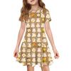 Girl Summer Dress Color & Print Short Sleeve Dress With Pocket Casual Dress Shorts Sleeve Party Dress Easter Day