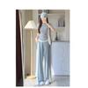Blue Yamamoto Pants for Women In Spring and Autumn New High-waisted Casual Drooping Small Person Lazy Style Wide-leg Pants