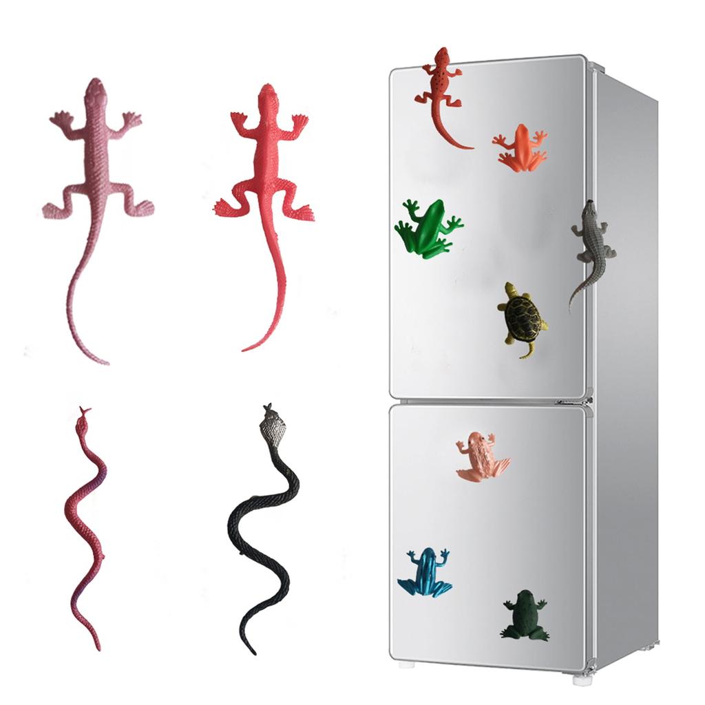 12 Pieces Of Quirky Reptile Refrigerator Stickers With Magnets, Soft Rubber Refrigerator Stickers, Computer Decorations
