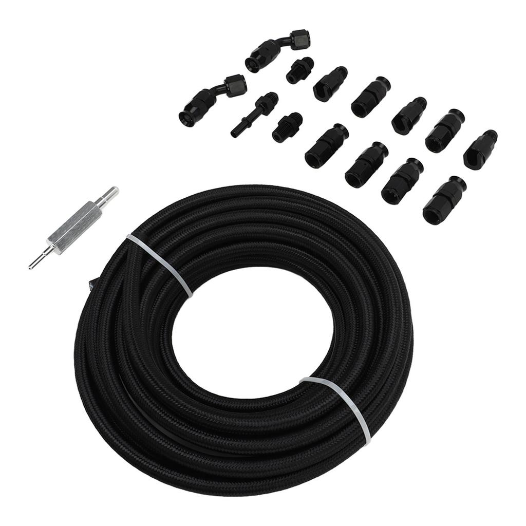 6AN 3 8in Fuel Line Fitting Kit Flexible PTFE Nylon Oil Gas Fitting Hose Fit For LS Swap EFI System