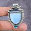 Natürlicher Owhyee Opal, Blauer Topas Edelstein 925 Sterlingsilber Anhänger 2,25" C6n73