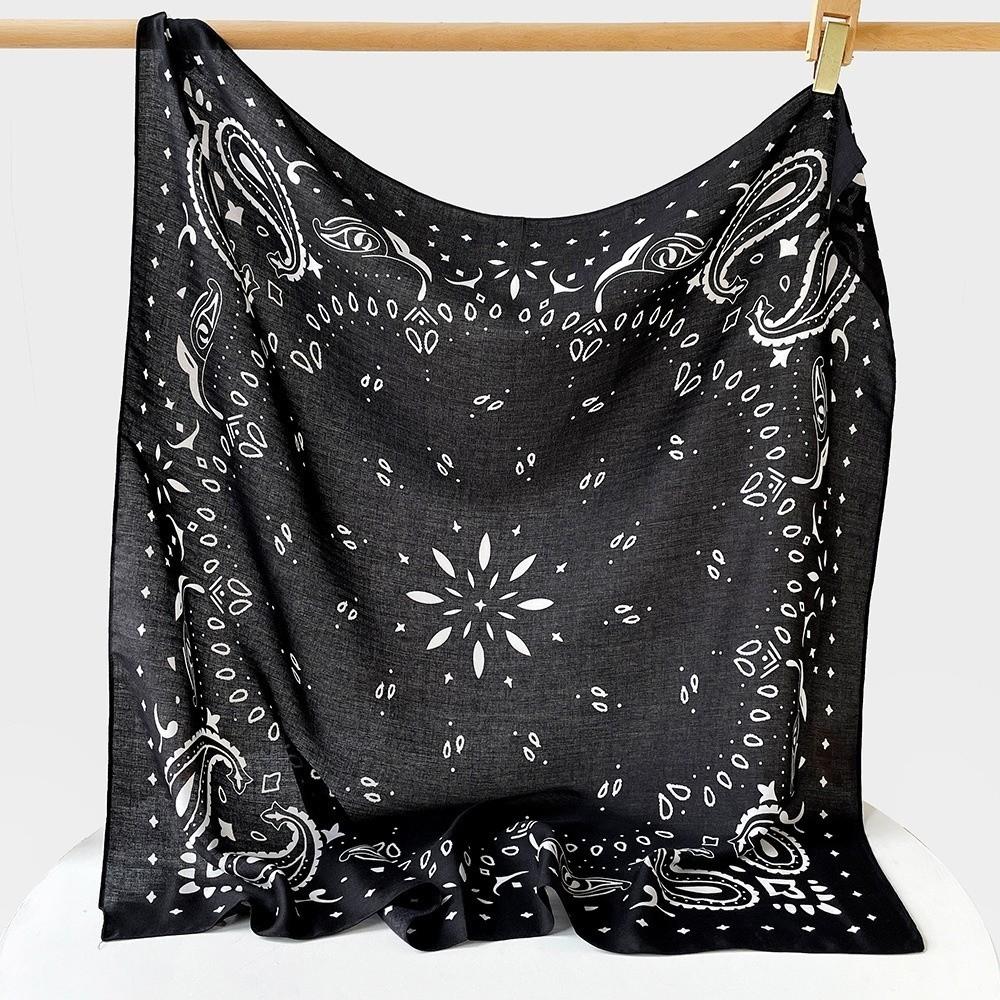 Thin Cashew Nut Print Silk Scarf Korean Style Small Scarves Simple Square Handkerchief  Women
