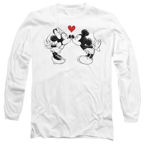 Disney Unisex Adult Mickey & Minnie Mouse Kiss Sketch Valentine`s Day T-Shirt