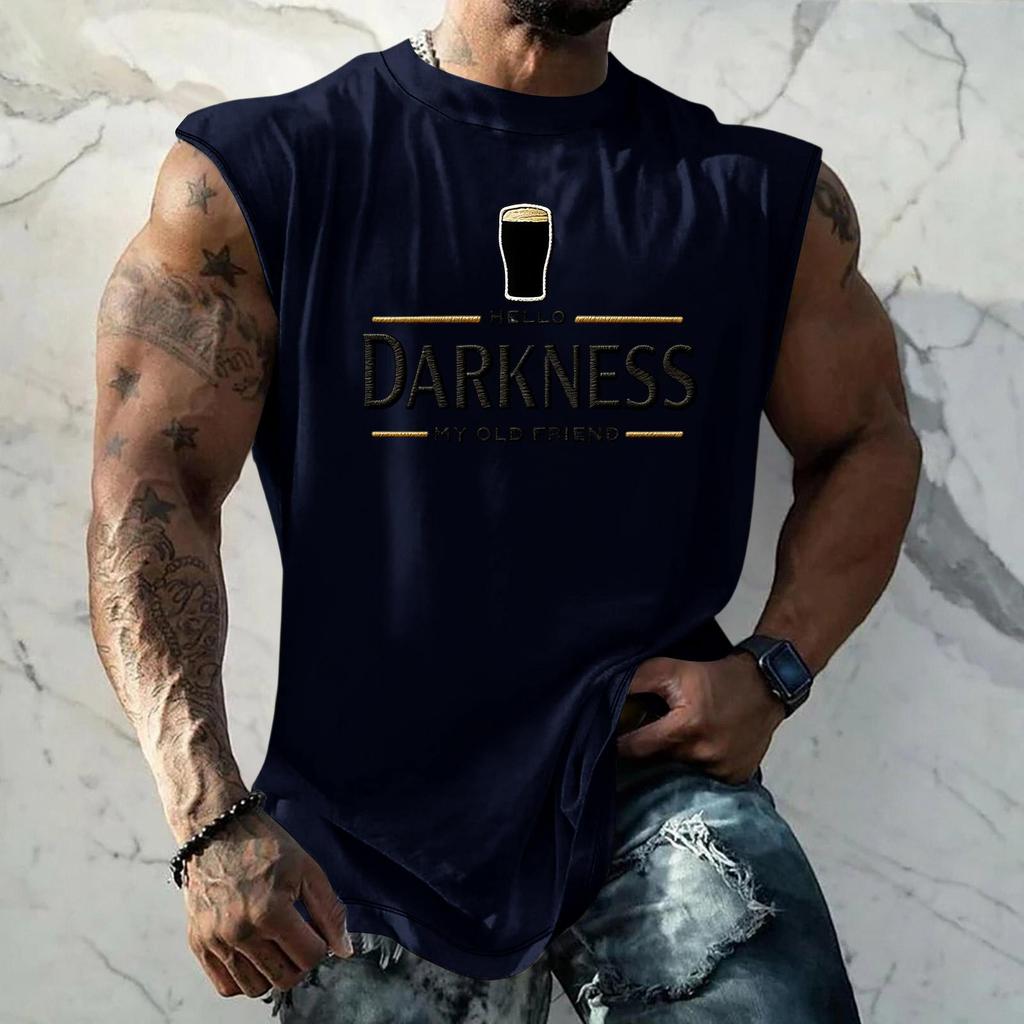 Men Sleeveless Tank Top Muscle Shirt with Beer Graphic Print Casual Summer Vest Lightweight Cotton Blend Comfortable Fit