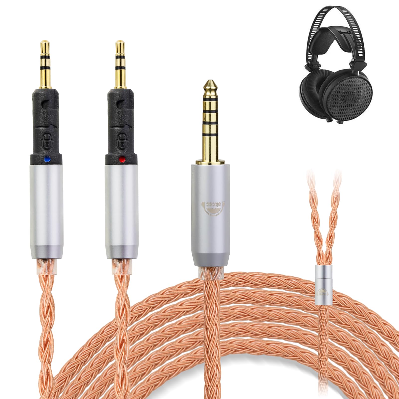 

okcsc ZT16 Headphone Cable for Replacement Cable for Earphones and Pure Copper Cable with Locking Thickness R70X, Audio-Technica ATH-R70X Headphones,