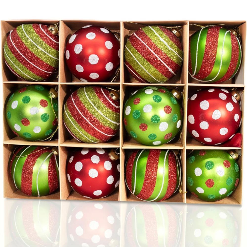 12Pcs 8 cm Christmas Decoration Pendant Sequins Xmas Tree Hanging Pendants New Year