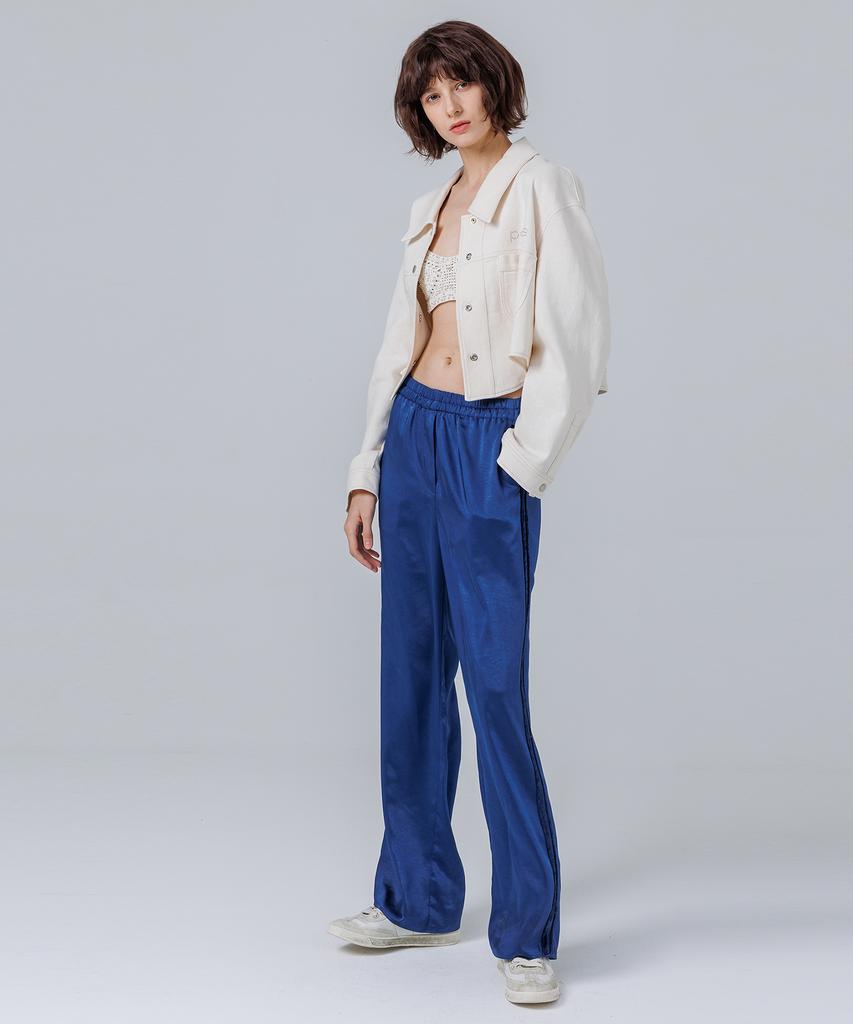 PAGE Satin Elastic Waist Pants _Dark Blue
