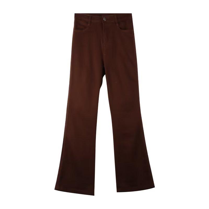 Women's American Retro Brown High-Waist Flared Jeans - Fall 2023 Trend