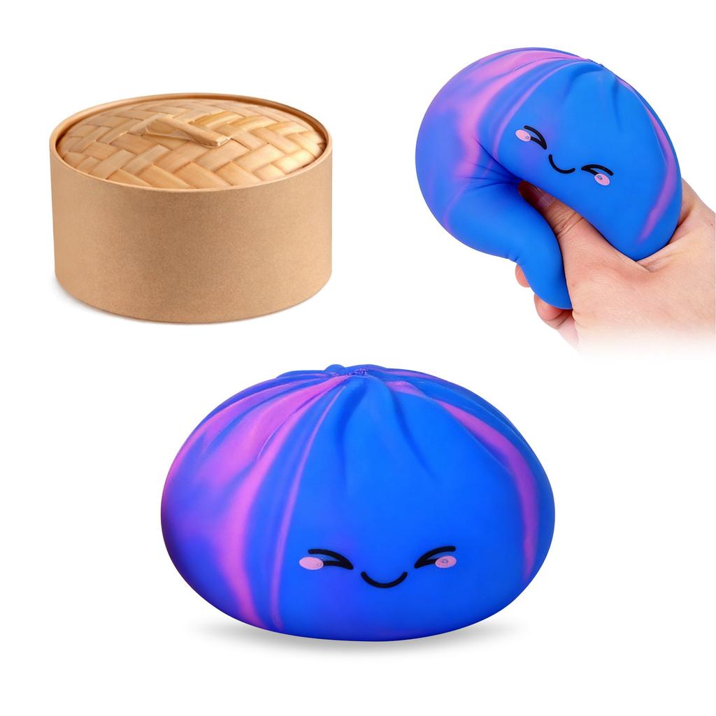 Squishy Dumpling Steamer Bun Crystal Slow Rebound Squeeze Stress Relief Toy Food Shape Fidget Fun Gifts Ornament