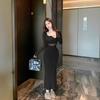 Long-sleeved Mesh Stitching Pure Desire Sexy Slim-fitting Hip-wrapped Fishtail Skirt Autumn and Spring Waist Beautiful Super Good-looking Dress