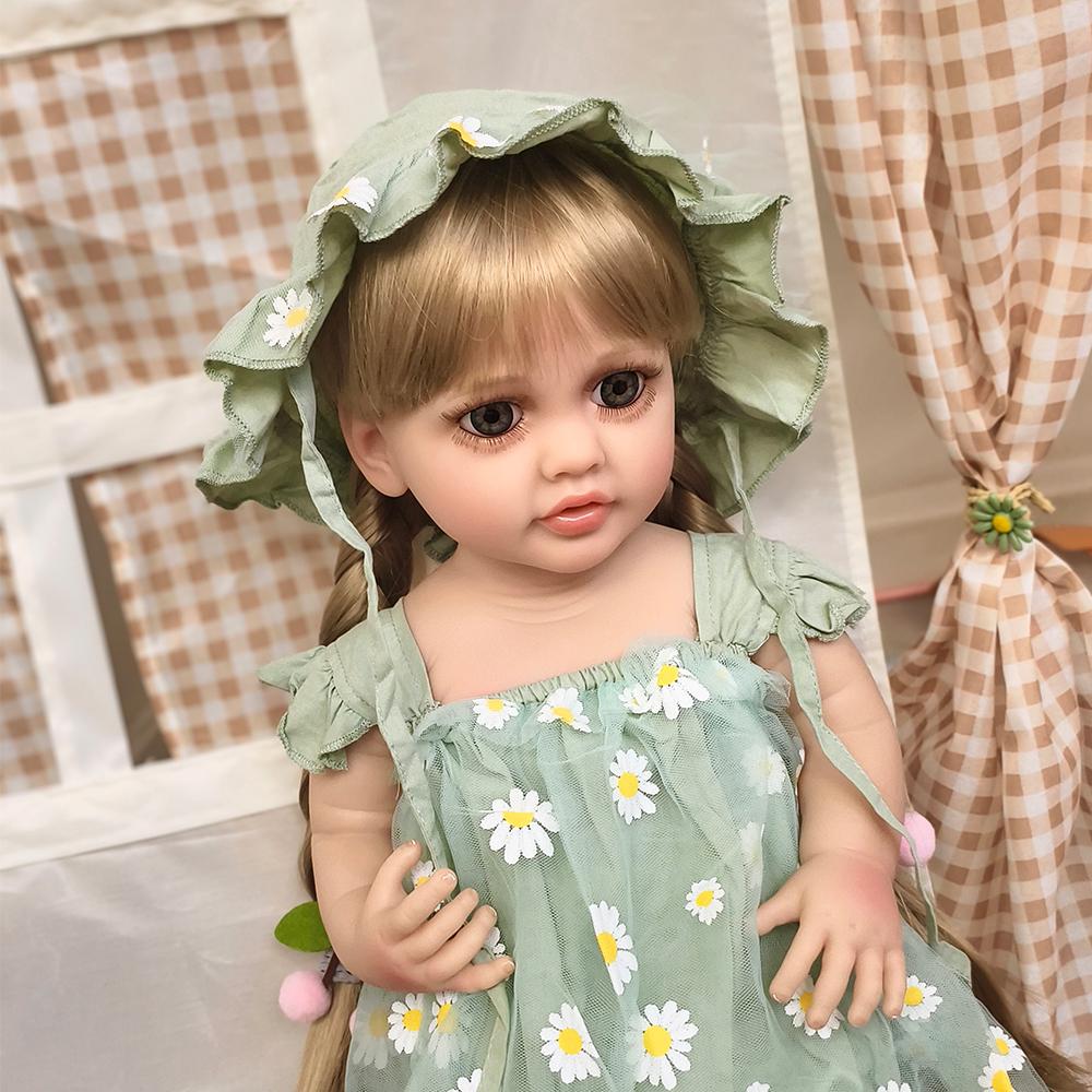 Full Vinyl Rebirth Doll Toy Simulation Baby Girl 55cm Companion Dress Up Dolls Toys Gift For Children Toys
