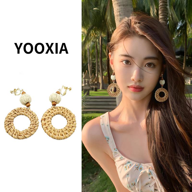 

Bohemian Vintage Seaside Straw Braid Earrings for Women