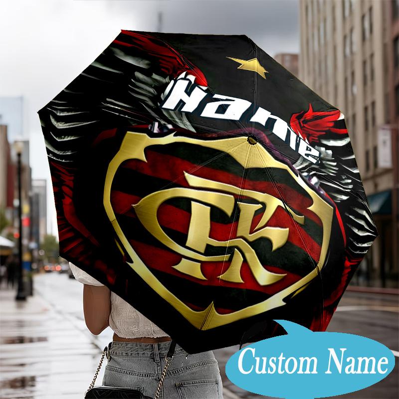 Custom Name Spirit Flamengo Umbrella Folding Umbrella, Automatic Umbrella - 8-Frame for Travel, Casual Lightweight Personalized Gifts