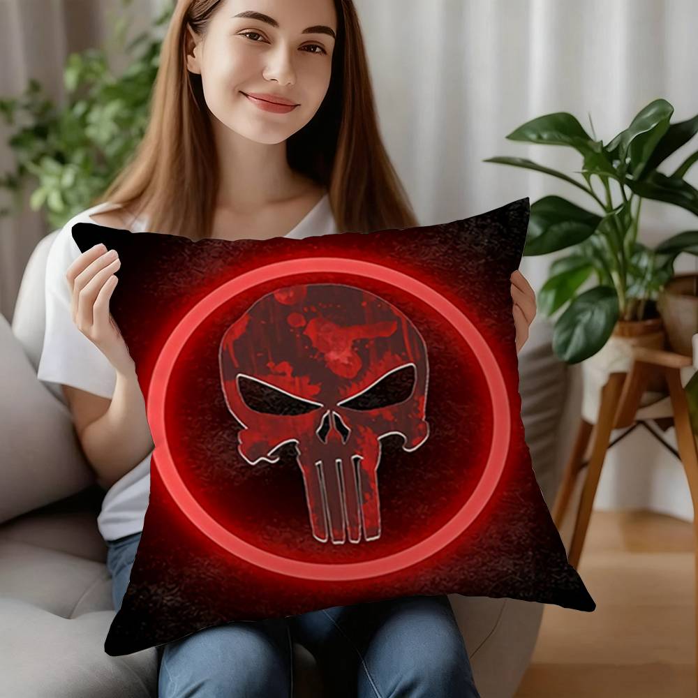 

The P-Punisher Logo Pillow Case Plush Fabric Soft Pillowcase Double Sided Print Cushion Cover Household Gifts 12x12Inch
