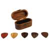 Wood Guitar Pick Box Smoothly Appearance Delicate Lightweight Portable Pick Case with 5Pcs Guitar Picks