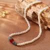 Natural Colored Treasure Red Agate Blue Water Jadeite Freshwater Pearl Necklace Women'S S925 Sterling Silver Xiaohongshu Collarbone Chain