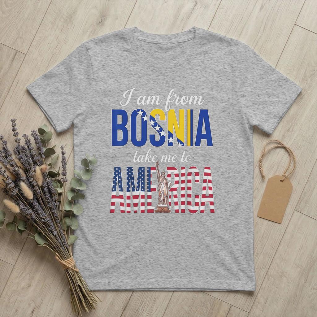 Dalla Bosnia Portami in America Maglietta per Unisex 100% Cotone Maglietta Casual Girocollo Divertenti Manica Corta merchandising Estate