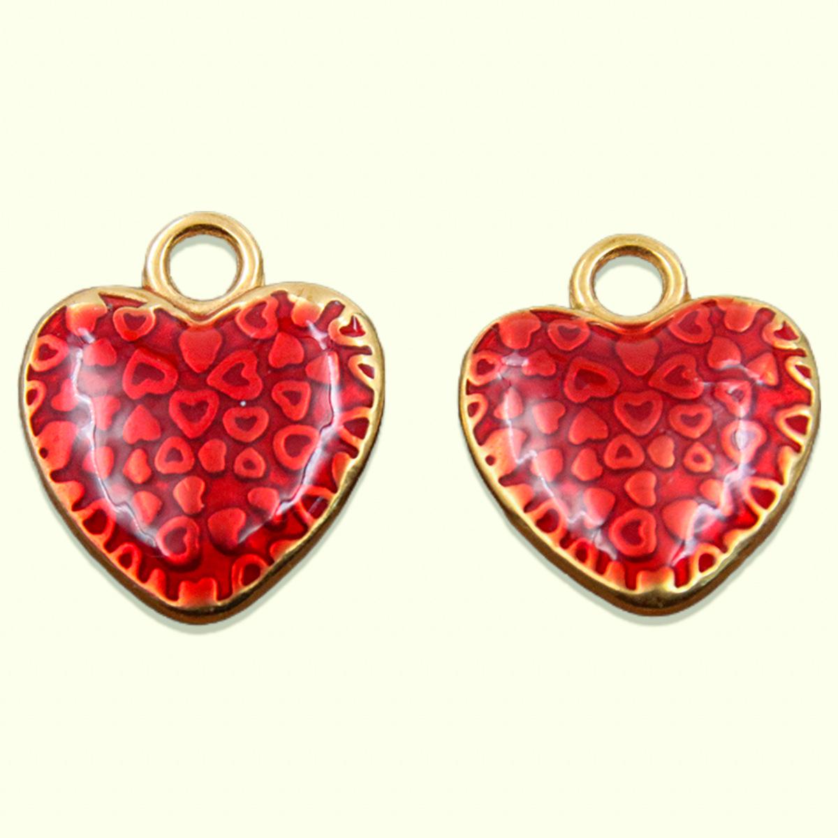 Stainless Steel Red Enamel Heart Balloon Charms - 3 Styles