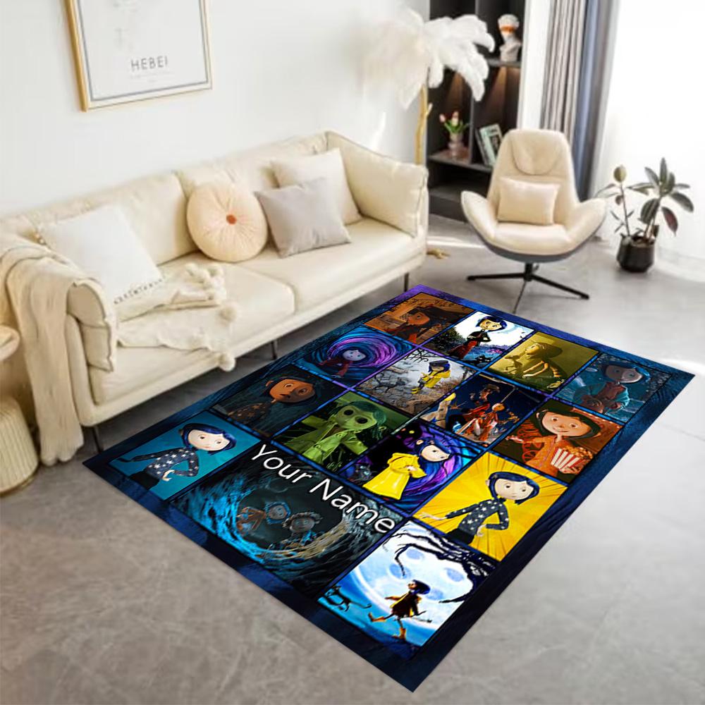 Whimsical Nighttime Adventures Customized Name Floor Rug Office Rug Suitable for Dormitory Game Room Living Rooms Hallway Anti-slip Rug