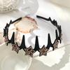 Korean Sparkly Rhinestone Flower Wavy Black Headband with Non-slip Teeth for Women