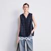 Bohemian V-Neck Ruffle Plaid Sleeveless Cotton Top
