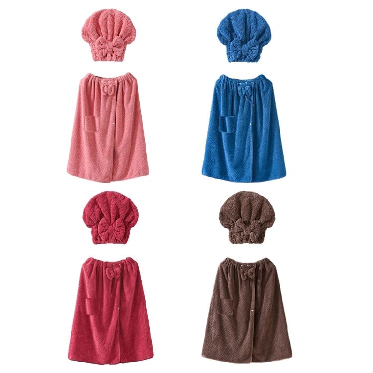 Large Size Adjustable Bath Skirt and Hair Dry Cap Set Slip Resistant Oversize Bathrobe for Women Spa Home Travel Beach