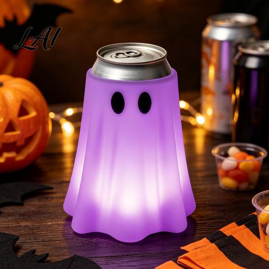 PLA Material Can Sleeve 3D Printed Halloween Ghost Holder Glow‑in‑the‑Dark Soda Beverage Party Supply for Cup Cover Cute Tabletop Decor