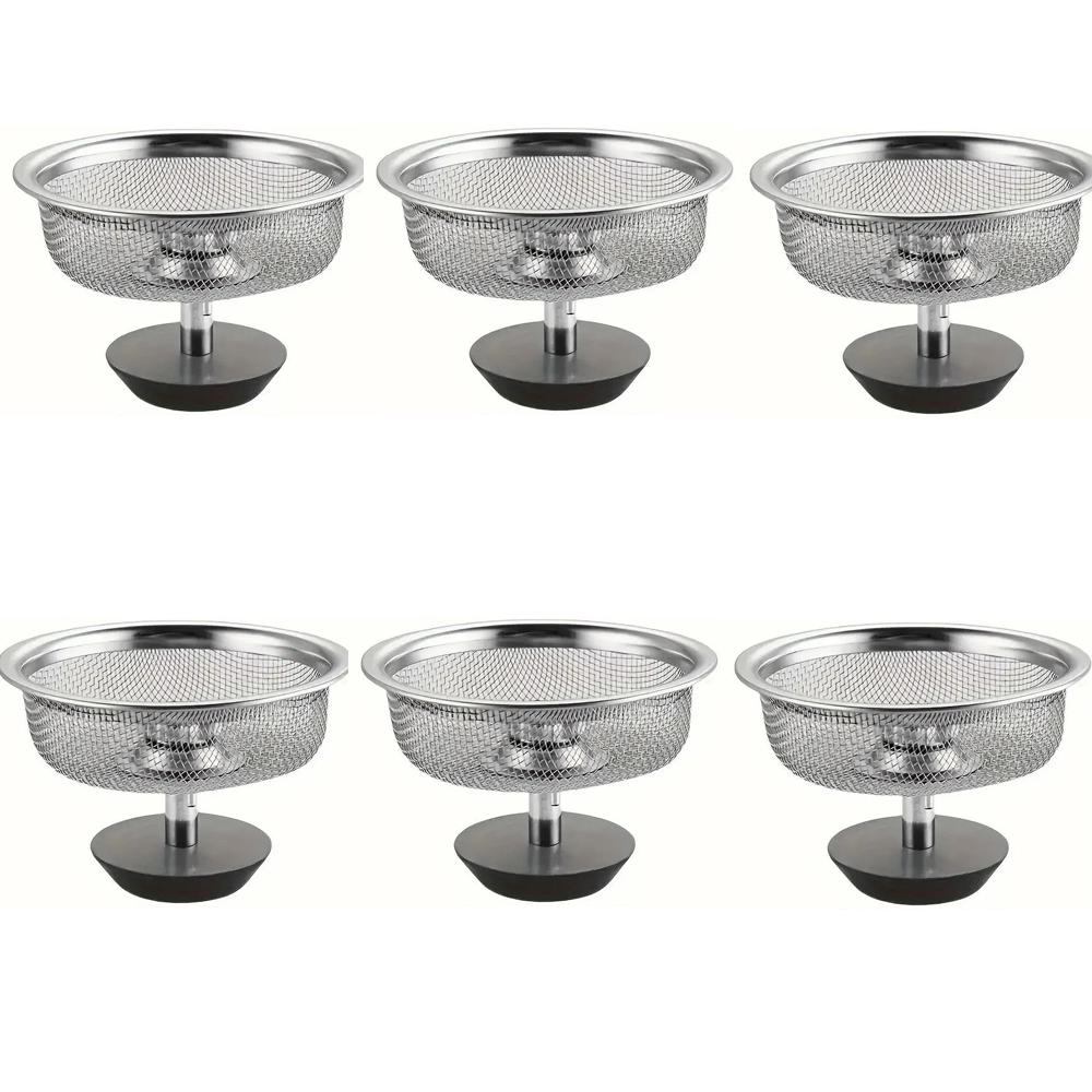 2 Stück/6 Stück/10 Stück Küchenspülen-Sieb mit Griff & Stöpsel Ersatz Abflusskorb Edelstahl Maschenfilter Abfallloch