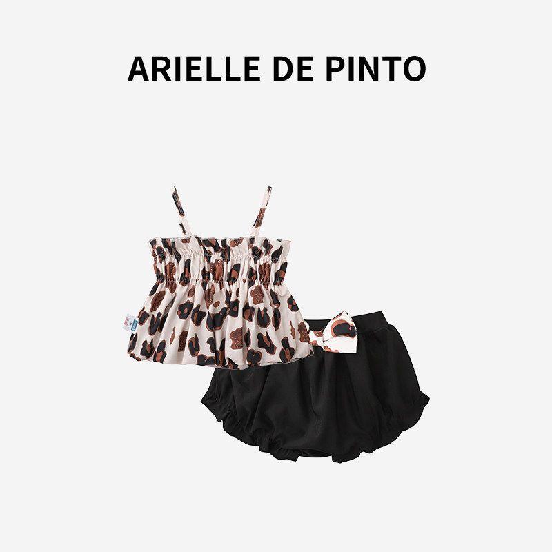 French Arielle De Pinto Children s Swimwear Summer Leopard Print Set Beach Vacation Two-Piece Triangle Swimsuit Leopard print 100