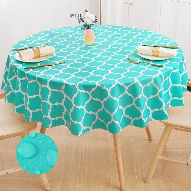 Waterproof Tablecloth Heat -Resistant Round Pvc Table Cloth For Wedding Kitchen Dining Desk Moroccan Table Coat Cover