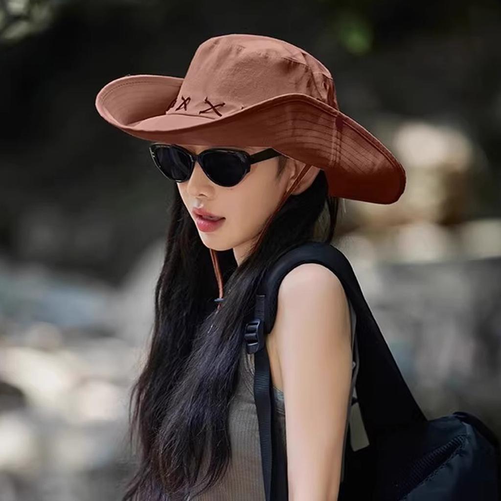 Solid Color Fisherman Hat for Men Women Summer Wide Brim Sunshade Outdoor Hiking Camping Cowboy Cap Unisex Dome Basin Hat