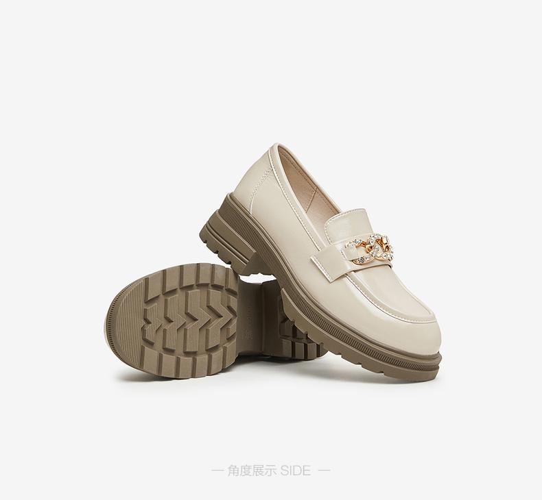 Best 24 Spring Fashion Metal Buckle Academy Wind Le Fu Shoes Coarse Heel Women's Single Shoes WA511AA4