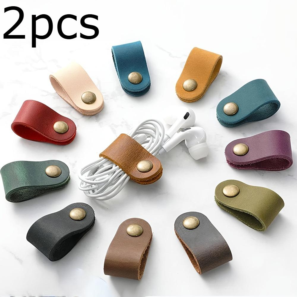 

2/5/10pcs random color PU Leather Data Cable Earphone Cable Leather Tie, Without Battery, Assorted Colors, Durable & Flexible