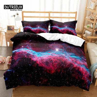 Ensemble Housse de Couette Galaxy Ciel Étoilé Housse de Couette Univers Thème Espace Extérieur Ensemble de Literie Taille Simple Twin Queen Pour Adolescents Garçons