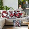 1Pc Christmas Themed Throw Pillow Covers Set, Red Silver Ornament & Tree Festive Pattern, Chic Home Accent & Gift For Christmas
