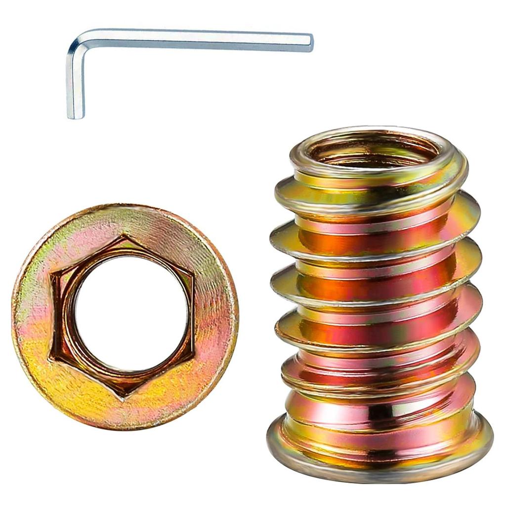 122Pcs White Zinc Inch Furniture Screw Nut Accessory Set Color Zinc Inner and Outer Teeth Nut Set