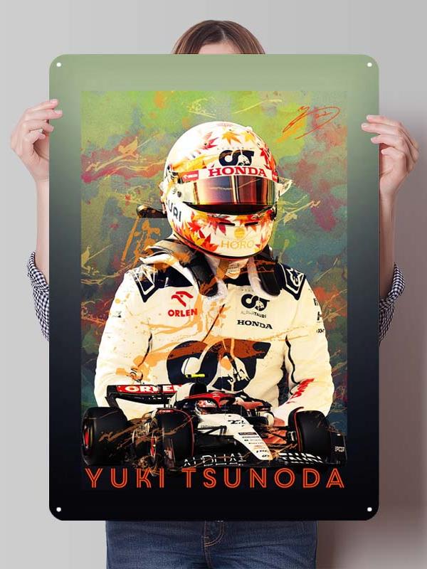 Yuki Tsunoda Racer Posters F1 Racing Metal Signs Decor for Room Decoration Custom Tin Plates for Wall Art Decoration Retro Home