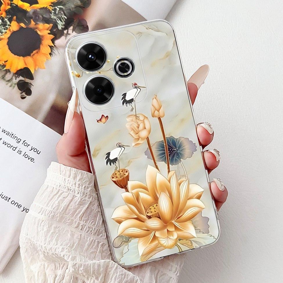 Clear Casing For Xiaomi Poco M6 Plus Cover For Xiaomi Poco M6 4G Case Luxury Butterfly Love Fashion Flowers Cool Lion Painted