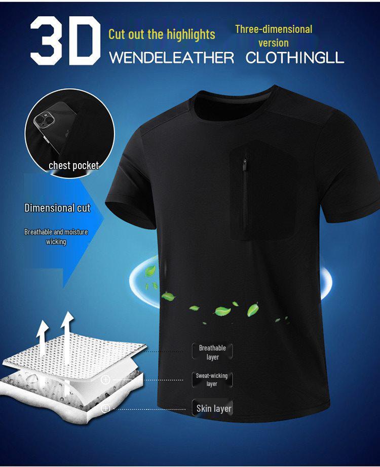 Men's Ice Silk Quick-Dry Cycling T-Shirt - High Elastic, Lightweight, Breathable, Short Sleeve, Round Neck Sportswear Top