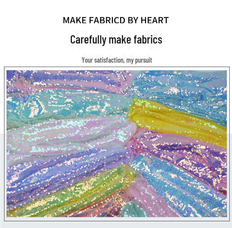 Embroidered 5mm Sequin Mesh Fabric for Wedding Dress, Skirt, Bag, and Shiny Decor