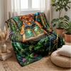 Tiger Reading Adventure Book Theme Blanket Lightweight Warm Flannel Blanket Decorative Throw Blanket for Home Decoration