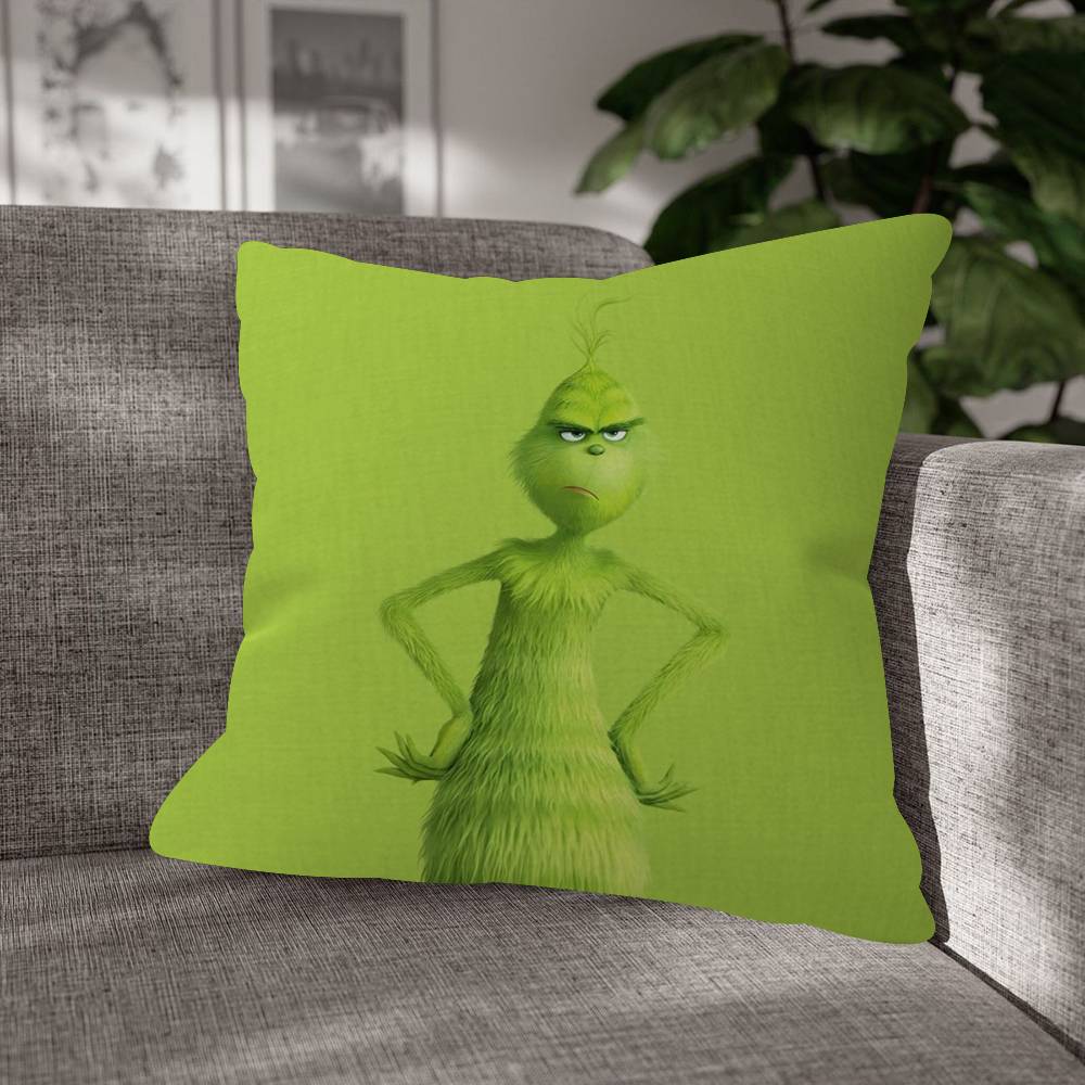Green Christmas Grinch Pillow Cushion Cover Pillowcase Living Room Sofa Home Decorative Pillowcase