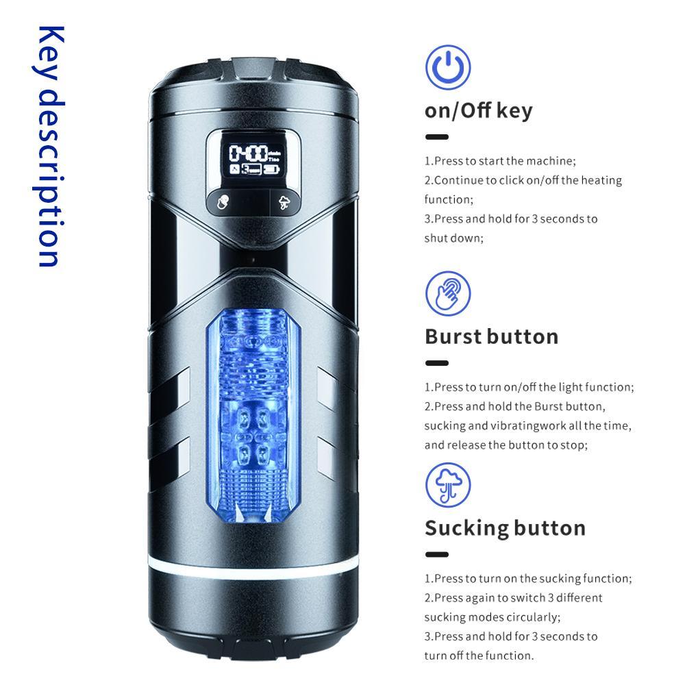 New Digital Display Automatic Heated Sucking Male Vibration Blowjob Masturbation Equipment Machine Sex Toys Adult Goods for Man Masturbators Cup