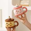 Cup with Lid Cartoon Mug High Looking Cup Ceramic Cute Girl Water Cup Birthday Gift Souvenir