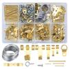 260PC Frame Picture Turn Button Fasteners Set Gold Hardware Backing Clips Picture Frame Backing Clips with Screws for Hanging Pictures Photos