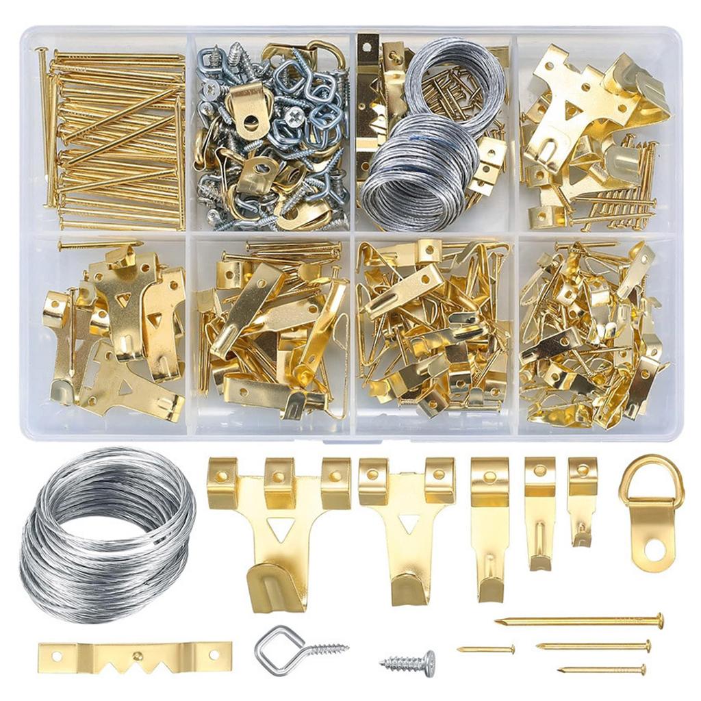 260PC Frame Picture Turn Button Fasteners Set Gold Hardware Backing Clips Picture Frame Backing Clips with Screws for Hanging Pictures Photos